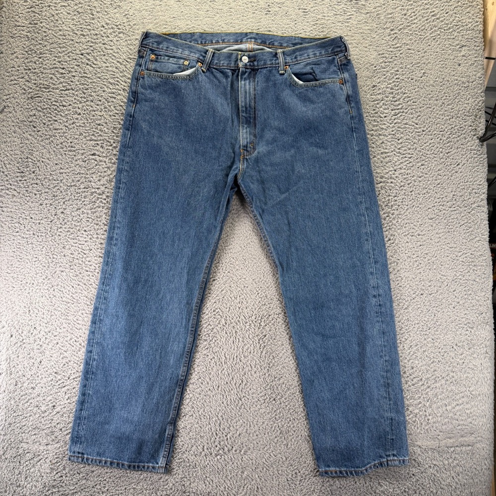 Levi's 505 Jeans Mens 42x30 Blue Cotton Denim Straight Utility Travel Workwear